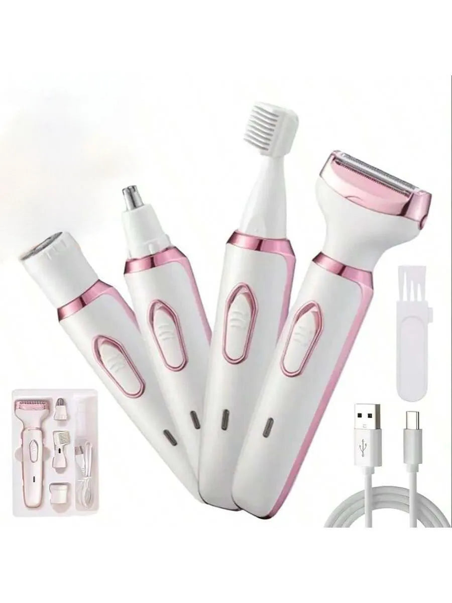 4-in-1 Rechargeable Lady Shaver – Wet & Dry Painless Razor