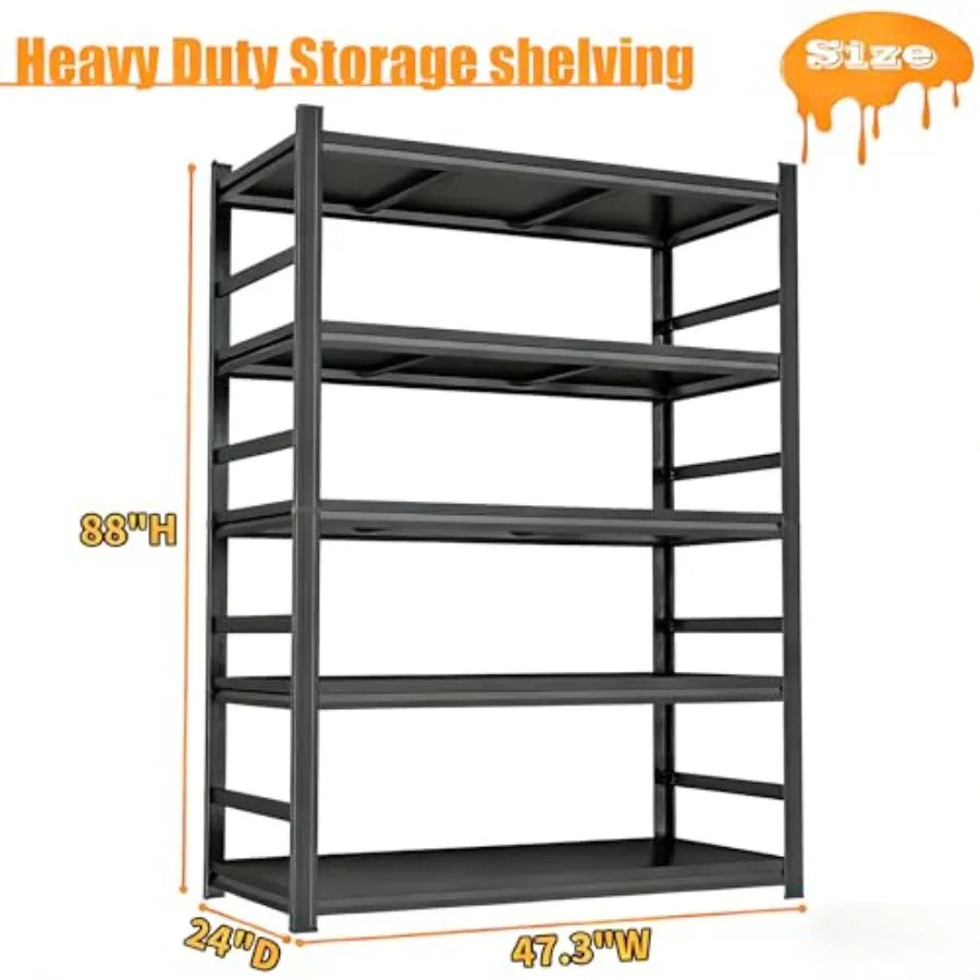 5-Tier Heavy Duty Garage Shelving Rack 3000 lb Capacity