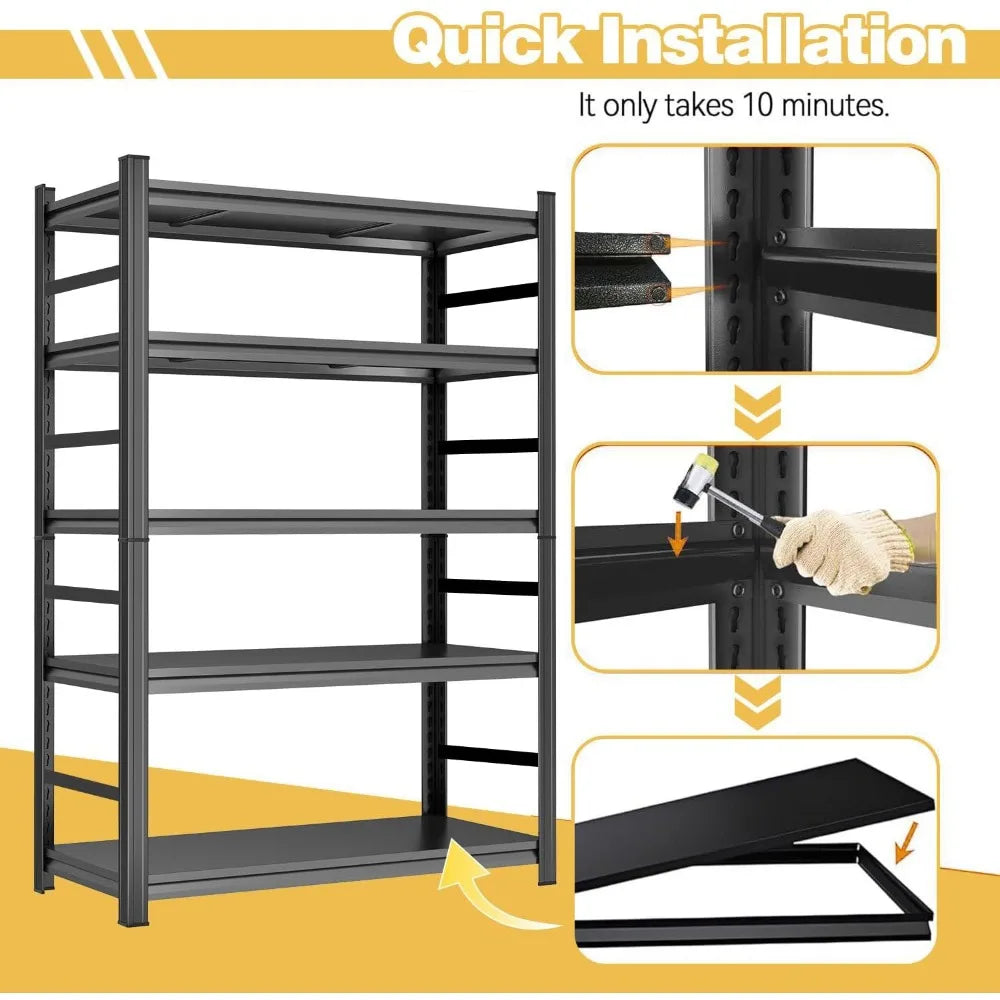72" Metal Garage Shelving Unit 5-Tier Heavy Duty Rack