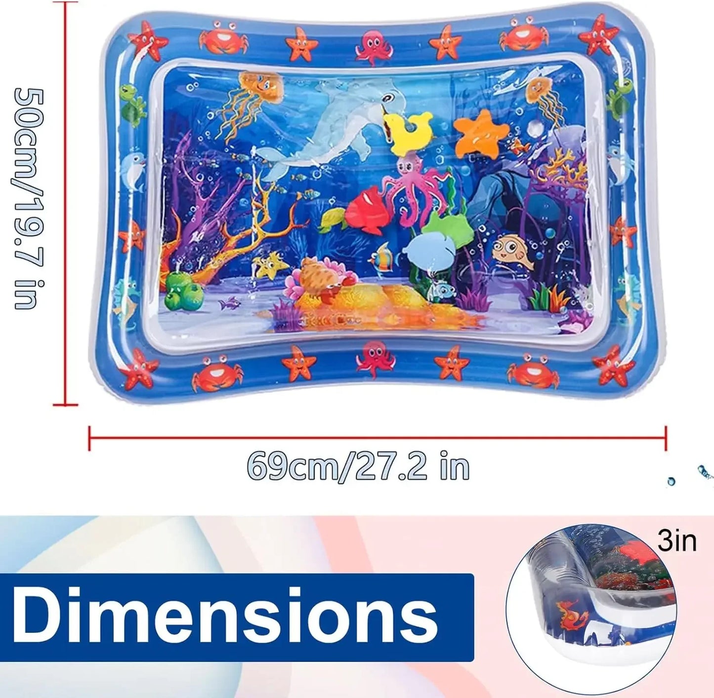 Inflatable Water Play Mat for Pets with Floating Toys