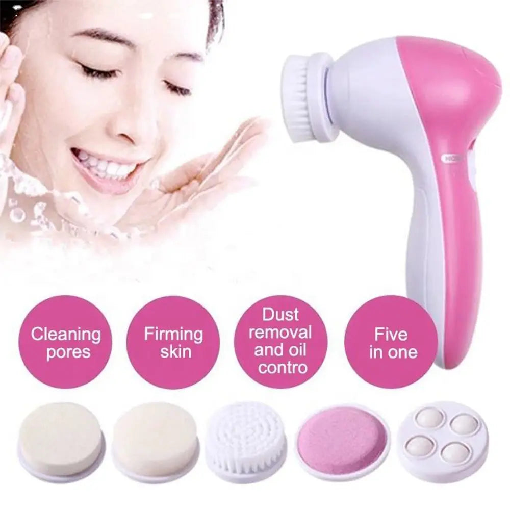 5-in-1 Electric Facial Cleansing Brush With Massager