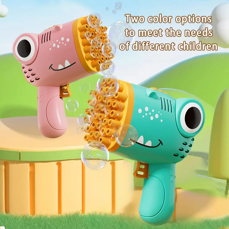 Dinosaur Bubble Gun Machine 40-Hole Handheld Toy