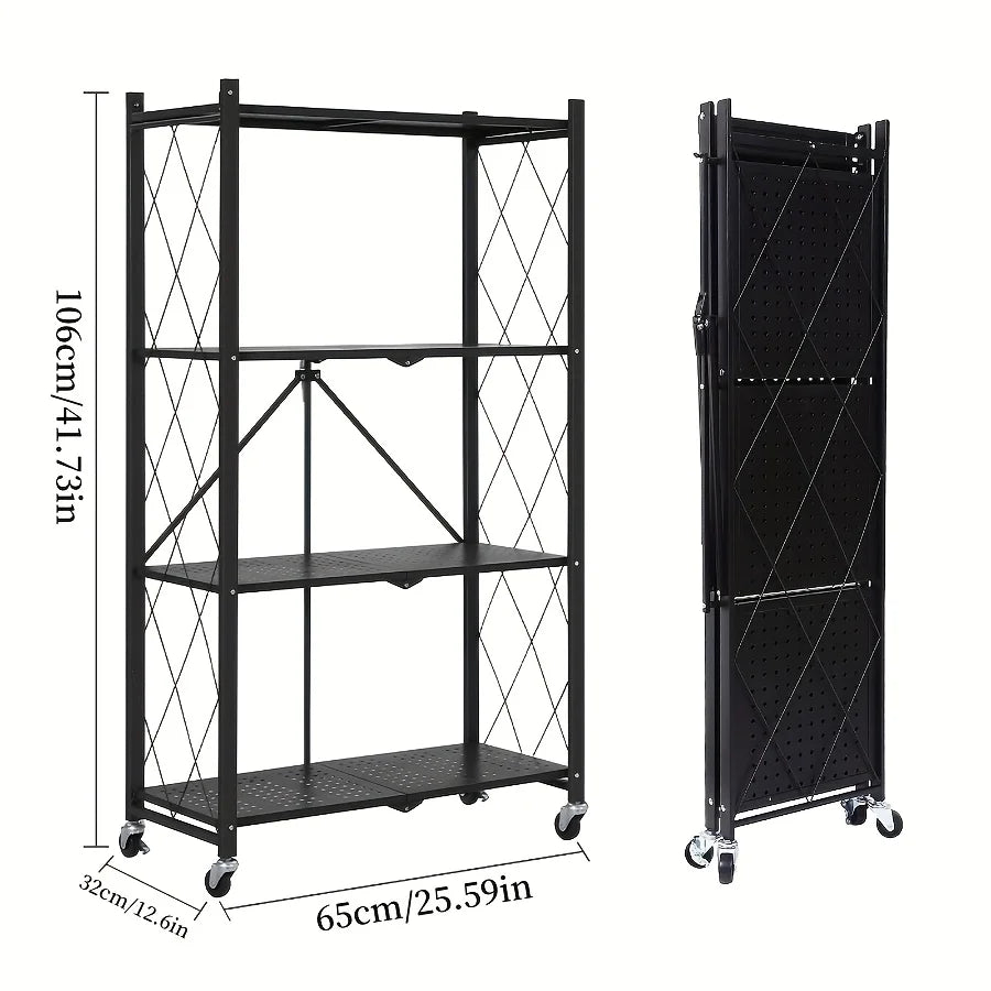 Foldable Metal Storage Shelving Unit with Wheels