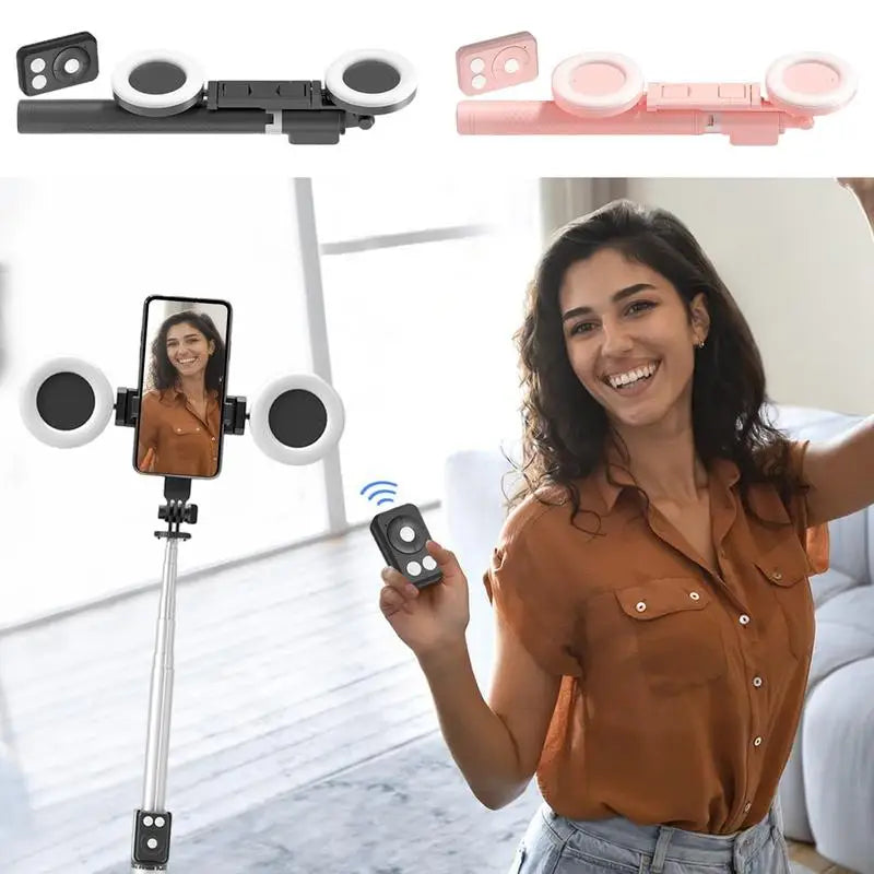 6-in-1 Selfie Stick Tripod with Dual Lights and Remote