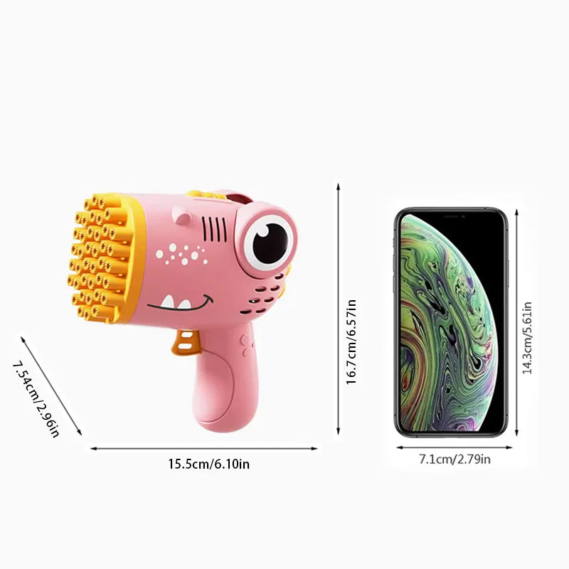 Dinosaur Bubble Gun Machine 40-Hole Handheld Toy