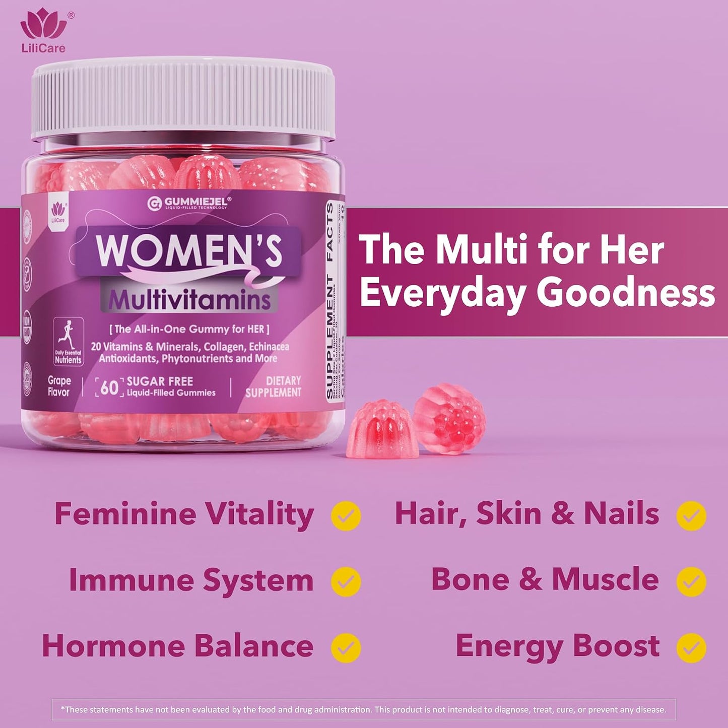 Women’s Sugar-Free Multivitamin Gummies – Beauty & Energy