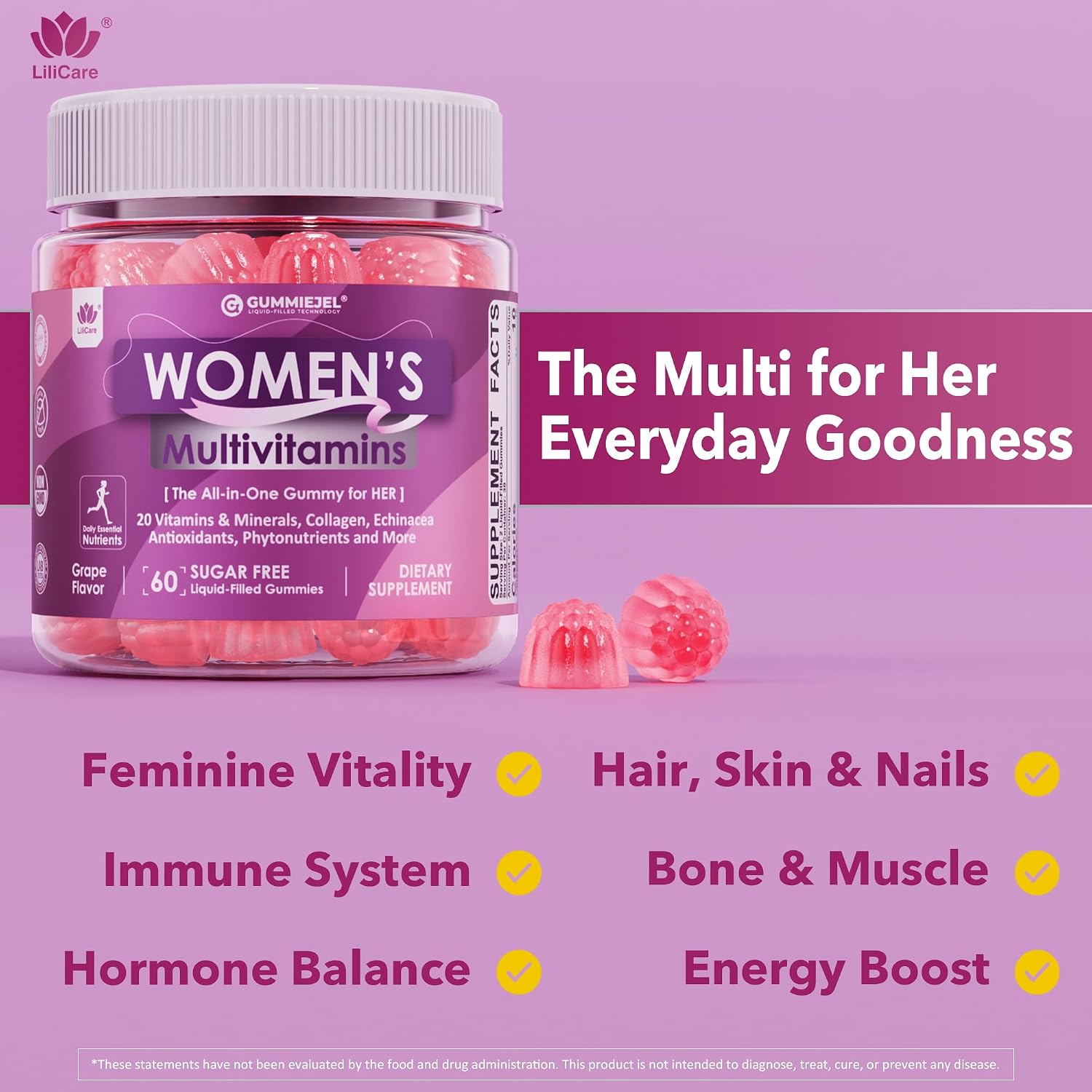 Women’s Sugar-Free Multivitamin Gummies – Beauty & Energy