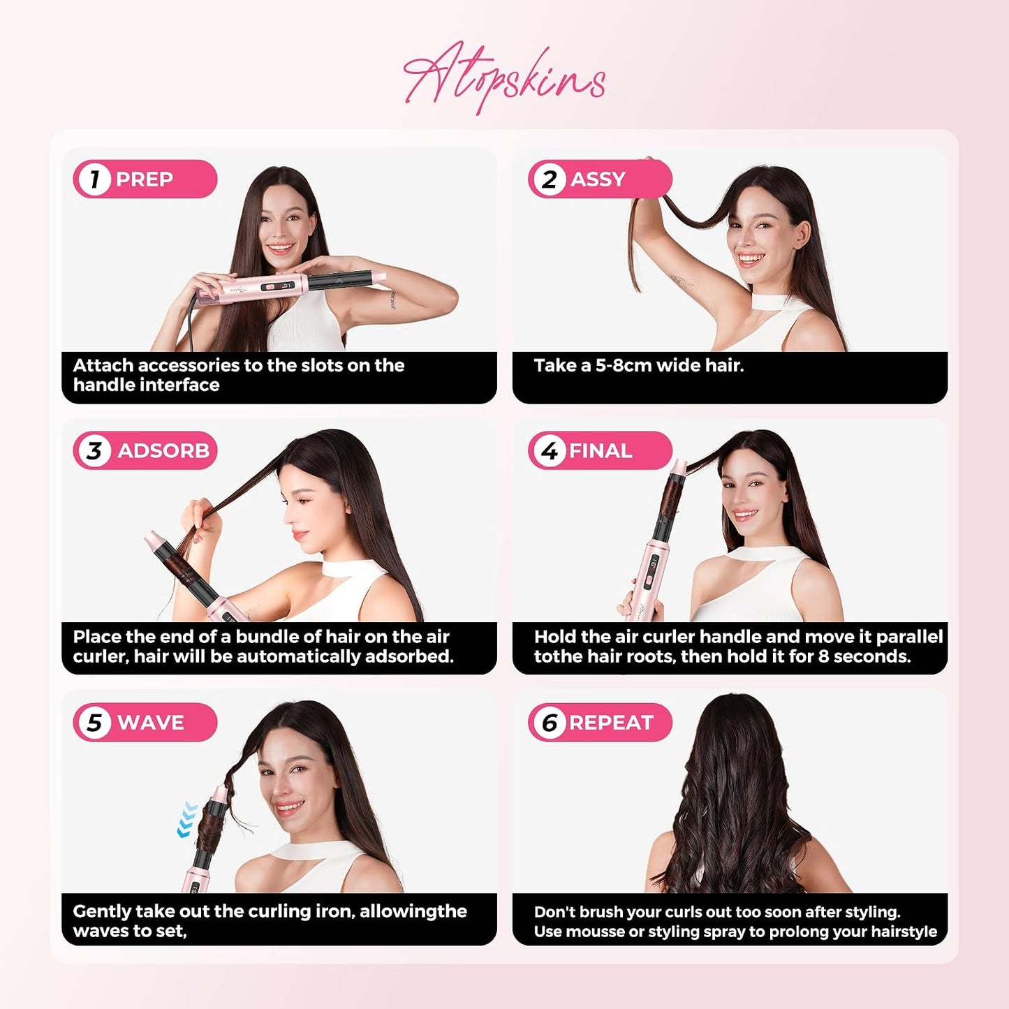 5-in-1 Hot Air Brush Styler with Auto-Wrap Curling