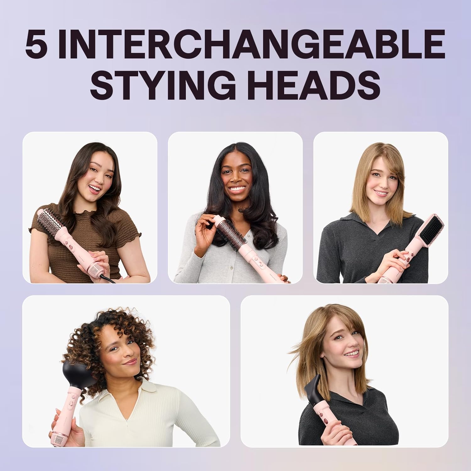 5-in-1 Blow Dryer Brush Set With Interchangeable Heads
