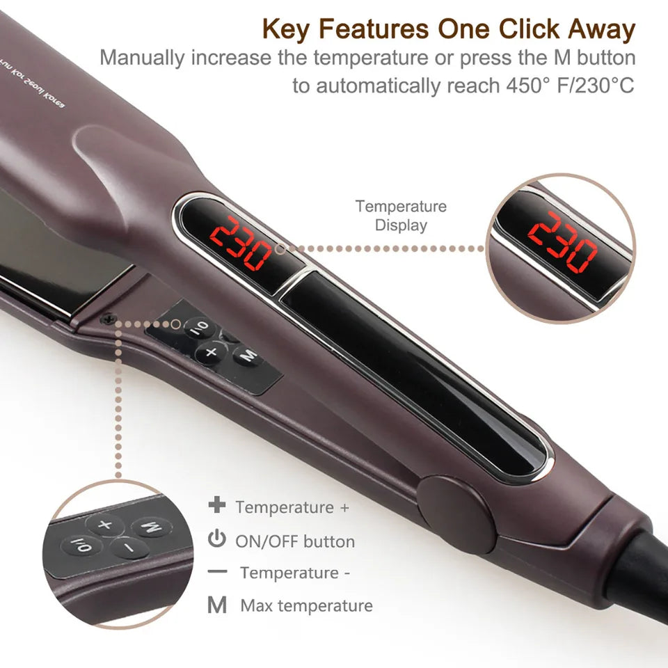 Tourmaline Ceramic Hair Straightener – Wide Floating Plates