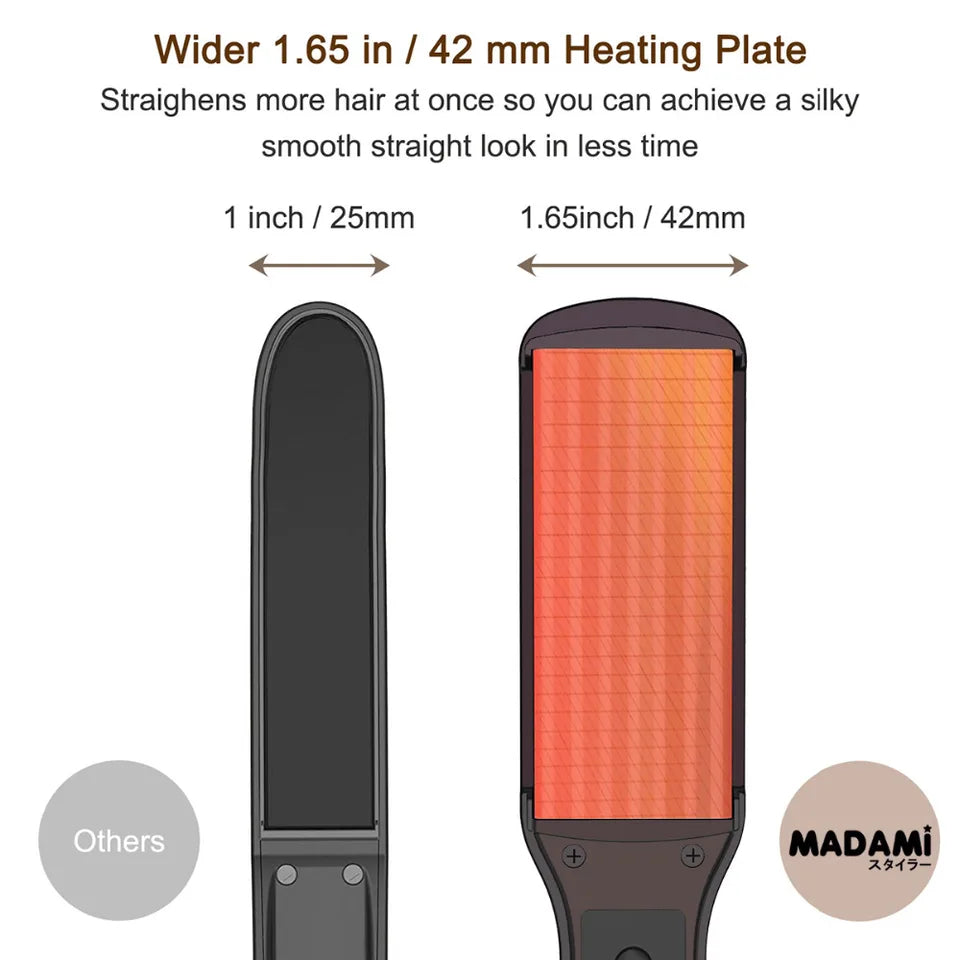 Tourmaline Ceramic Hair Straightener – Wide Floating Plates