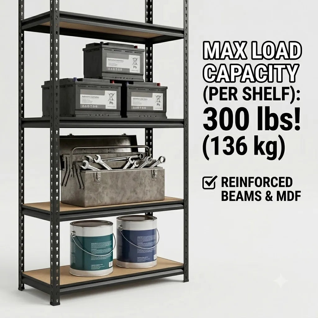 5-Tier Heavy Duty Garage Shelving Unit 2200 lb Capacity