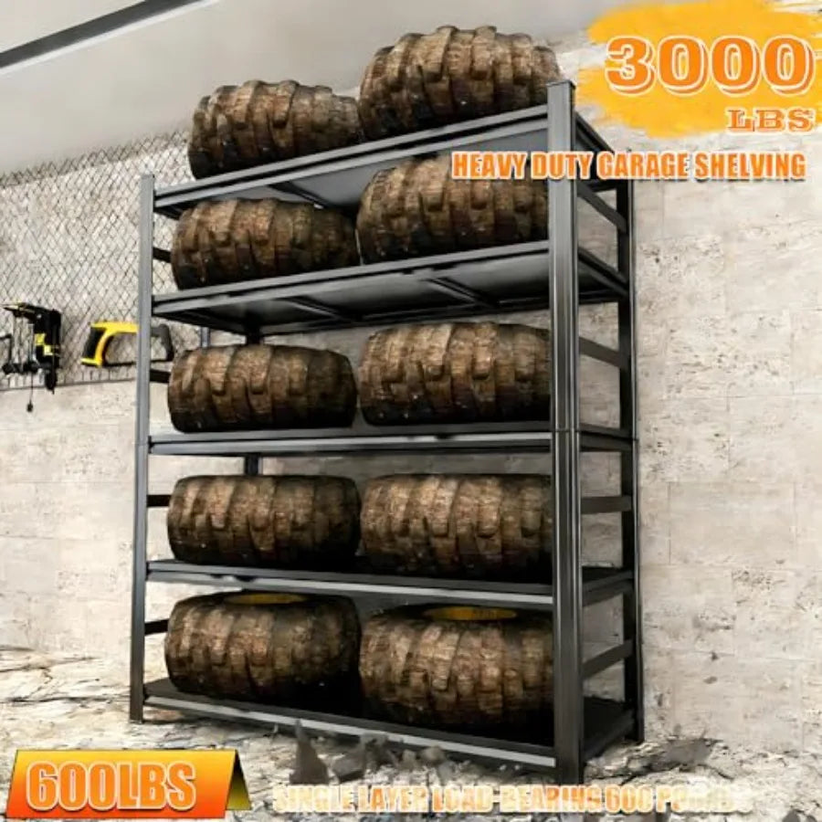 5-Tier Heavy Duty Garage Shelving Rack 3000 lb Capacity