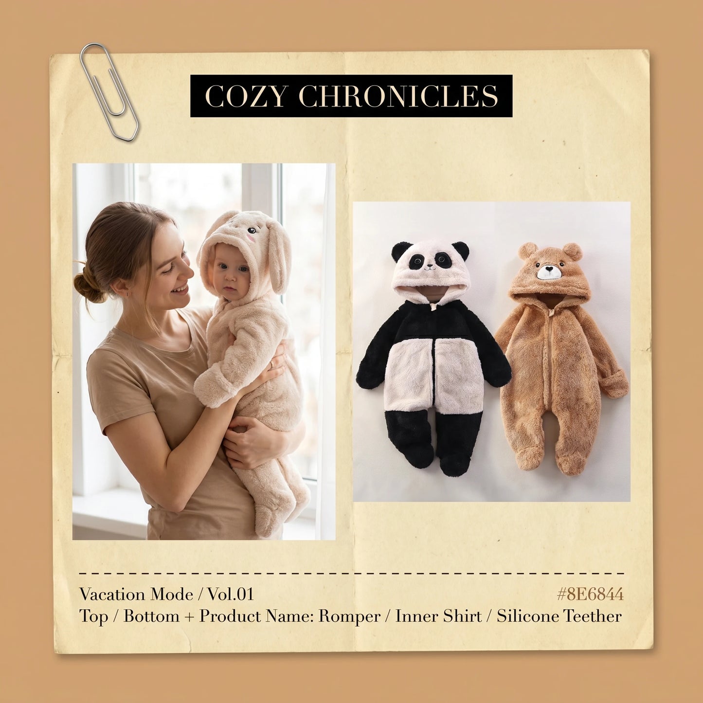 Baby Fleece Animal Hooded Romper – Warm Winter Jumpsuit - EverGrowMarkeplace