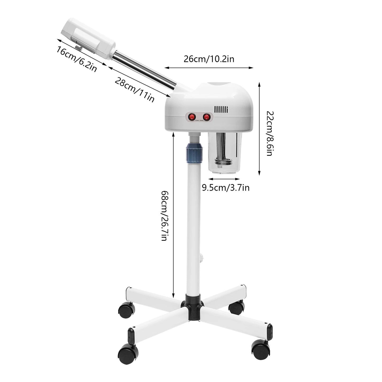 Ozone Facial Steamer 750 ml – Adjustable Floor Stand - EverGrowMarkeplace