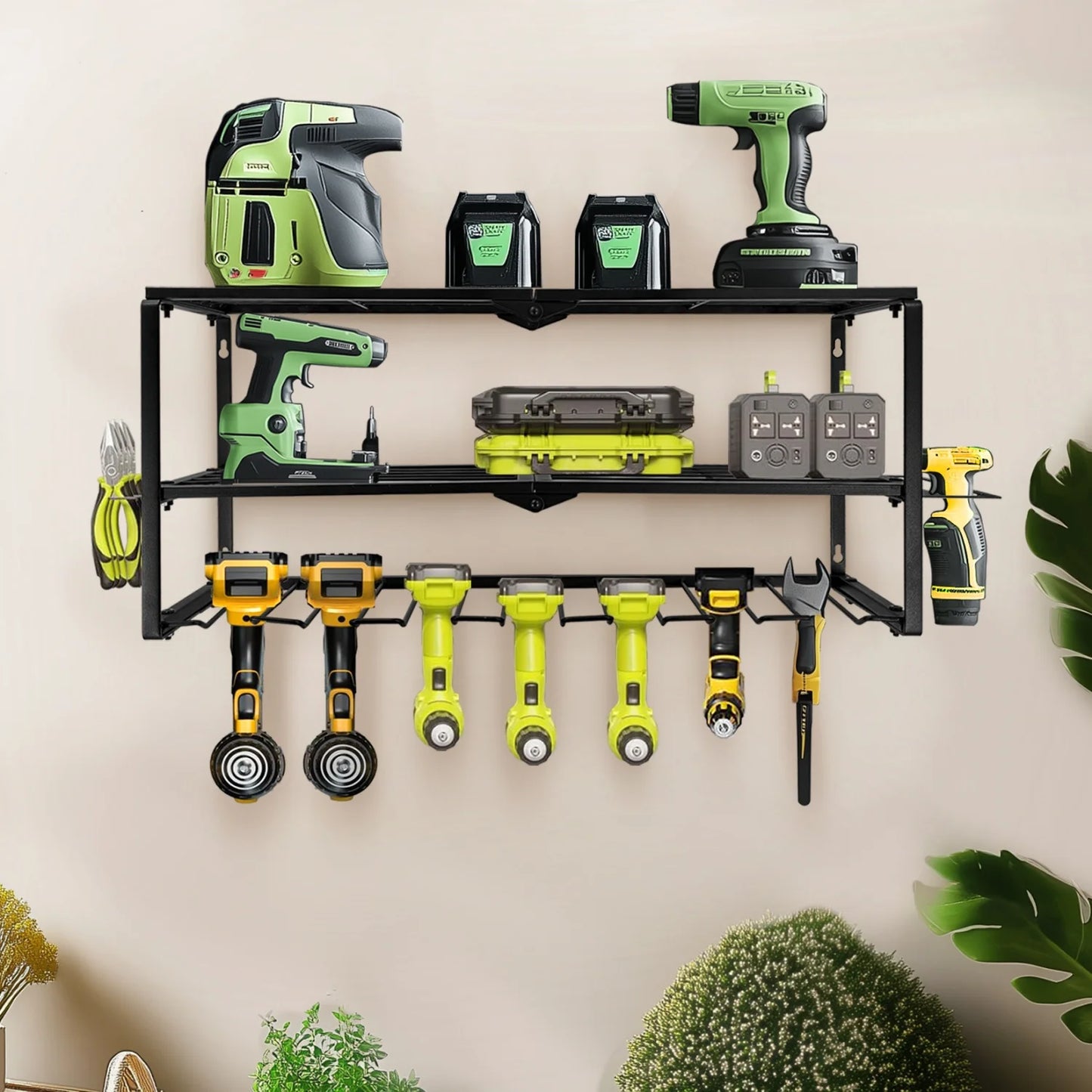 Metal Power Tool Storage Rack Wall Mount Organizer Shelf
