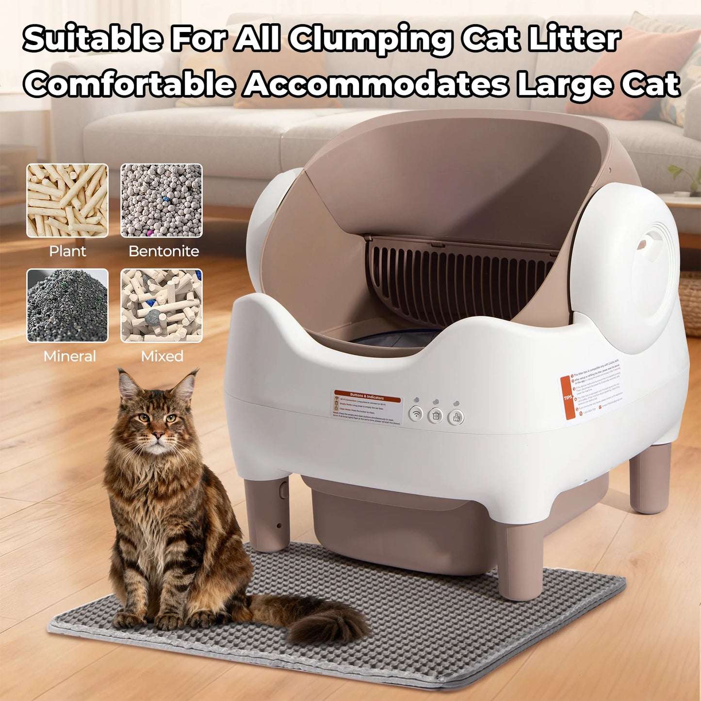 Automatic Self-Cleaning Cat Litter Box With App Control