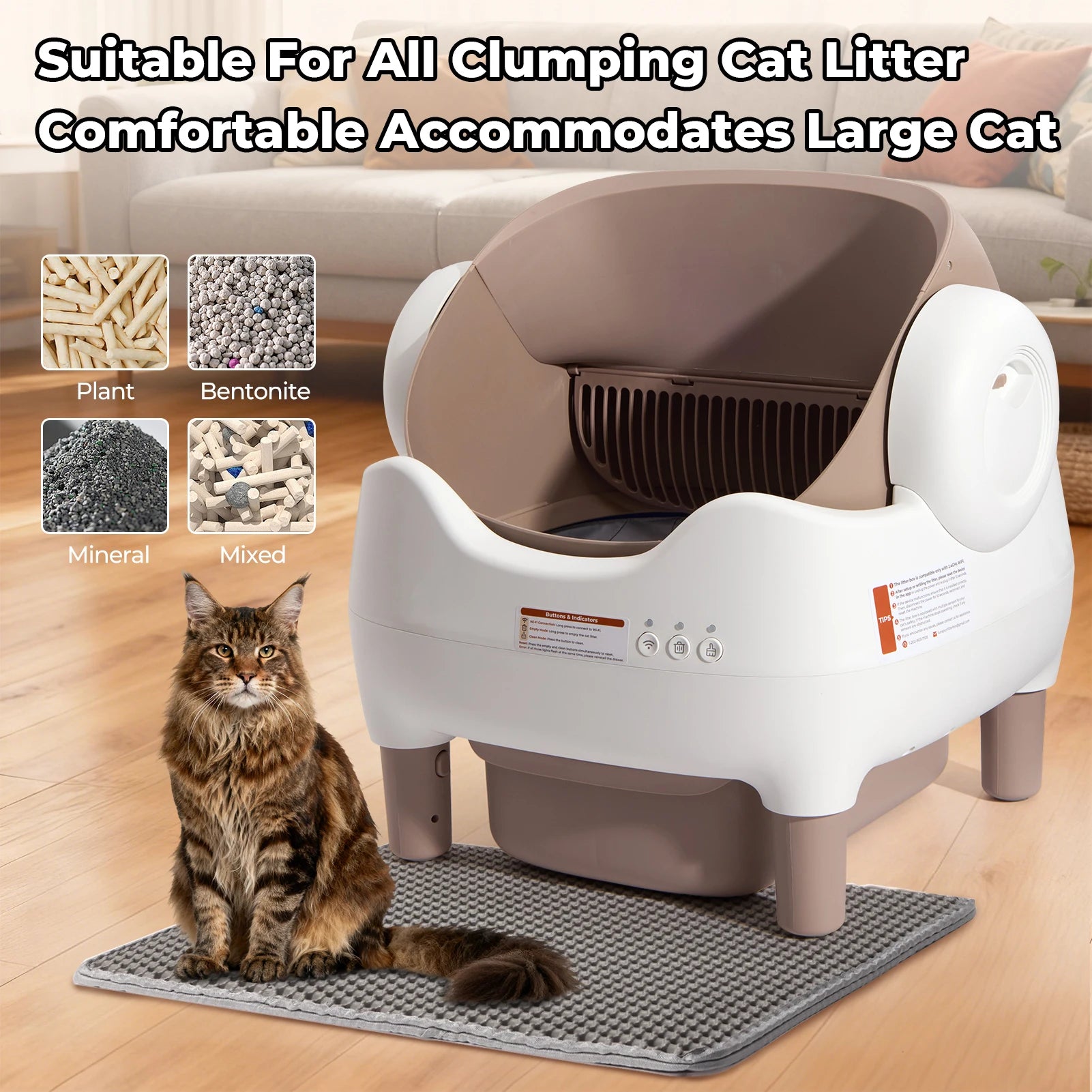 Automatic Self-Cleaning Cat Litter Box With App Control