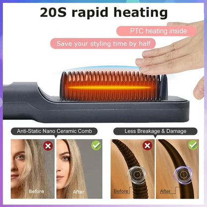 Electric Hot Comb Hair Straightening Brush With LED Display