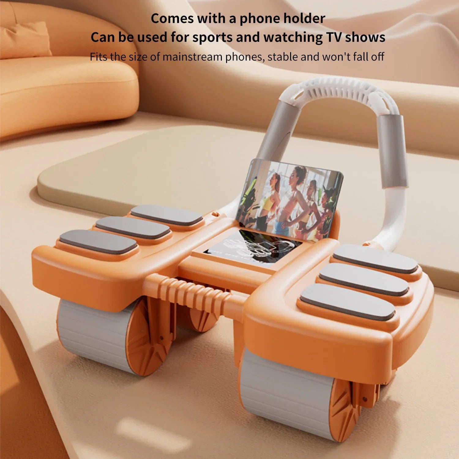 Ab Roller Wheel With Elbow Support And Phone Holder