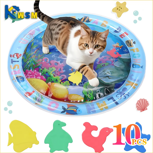 Inflatable Water Play Mat for Pets with Floating Toys