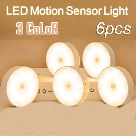 Motion Sensor LED Night Light – USB Rechargeable Round Lamp - EverGrowMarkeplace