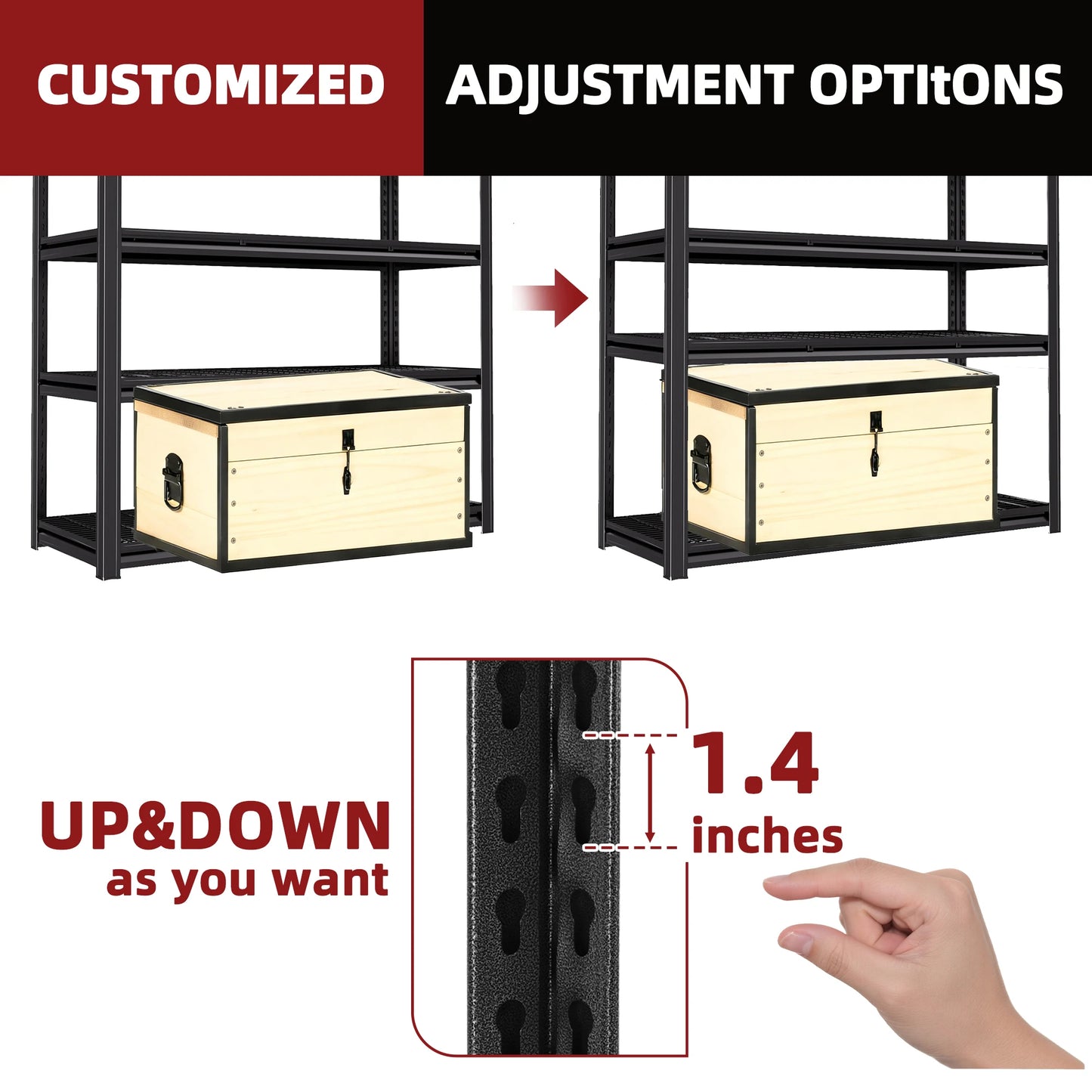 Heavy Duty Metal Storage Rack 5-Tier Adjustable Shelf