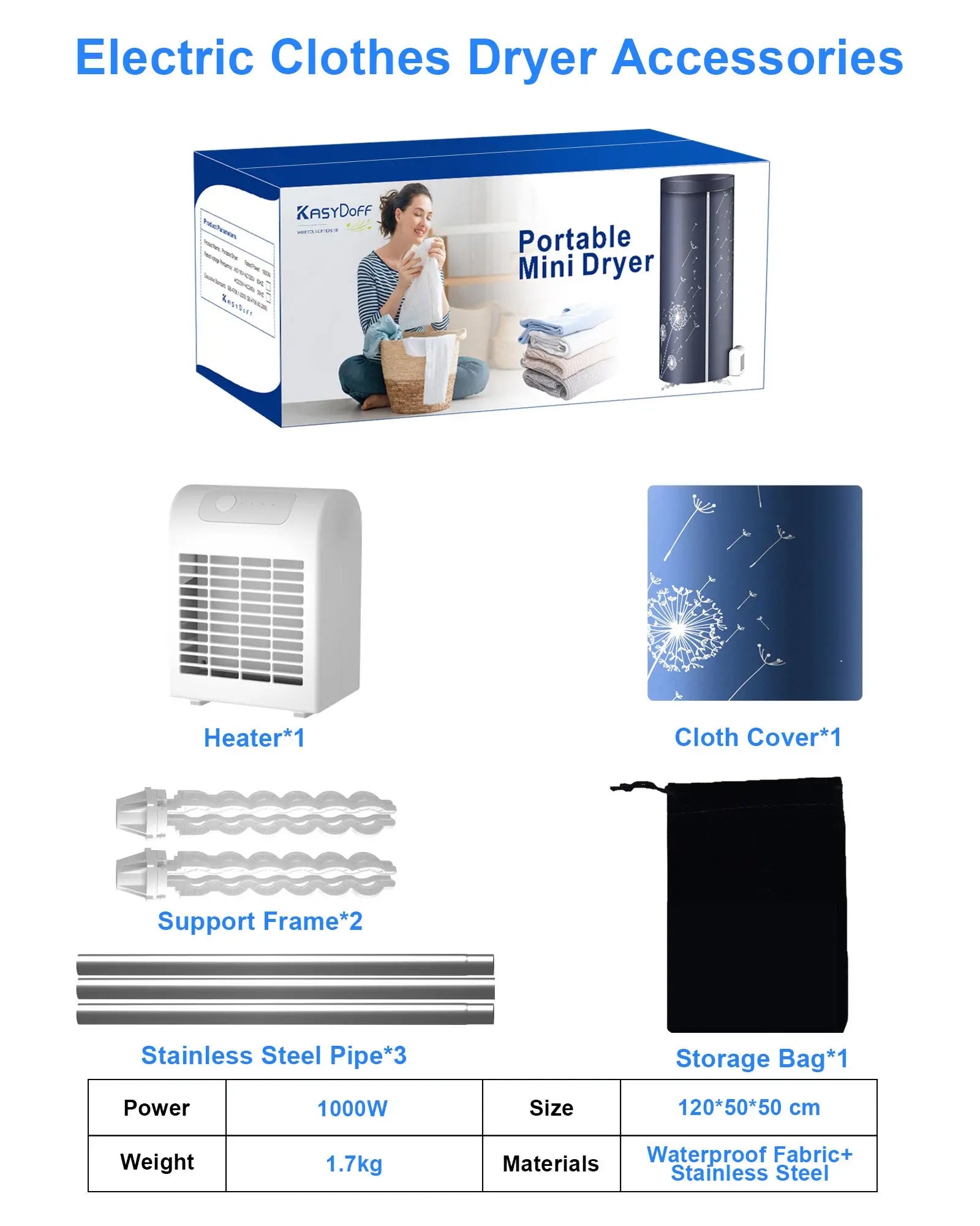 Portable Electric Clothes Dryer with Timer Control - EverGrowMarkeplace