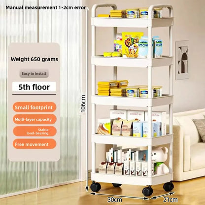 5-Layer Kitchen Storage Trolley Cart – 360° Rolling Rack
