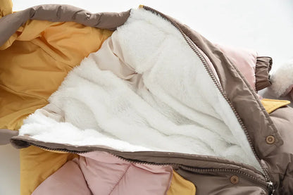 Winter Baby Bear Hoodie Romper with Fleece Lining - EverGrowMarkeplace