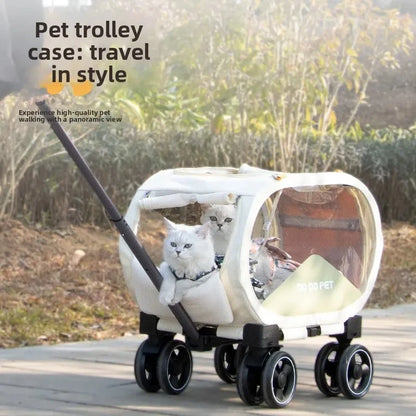 Transparent Folding Pet Trolley Carrier For Travel