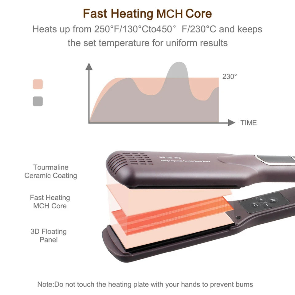 Tourmaline Ceramic Hair Straightener – Wide Floating Plates