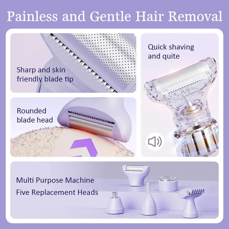 5-in-1 Electric Women’s Shaver – Cordless LCD Hair Trimmer