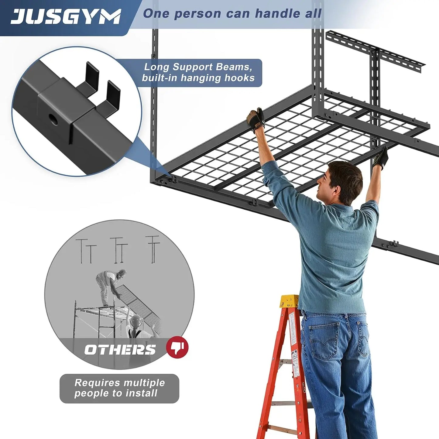 3x8 ft Overhead Garage Storage Rack 26–40 in Adjustable
