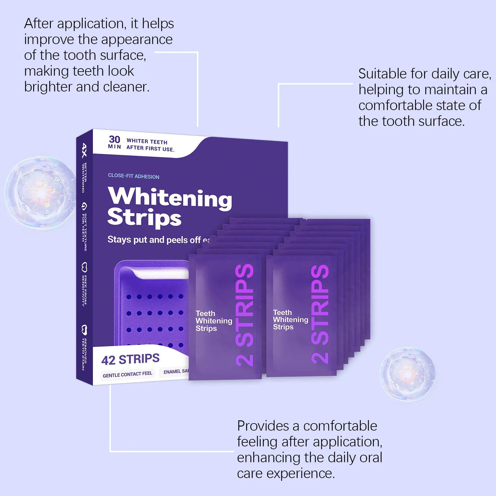 Purple Teeth Whitening Strips – Fresh Breath & Stain Removal - EverGrowMarkeplace