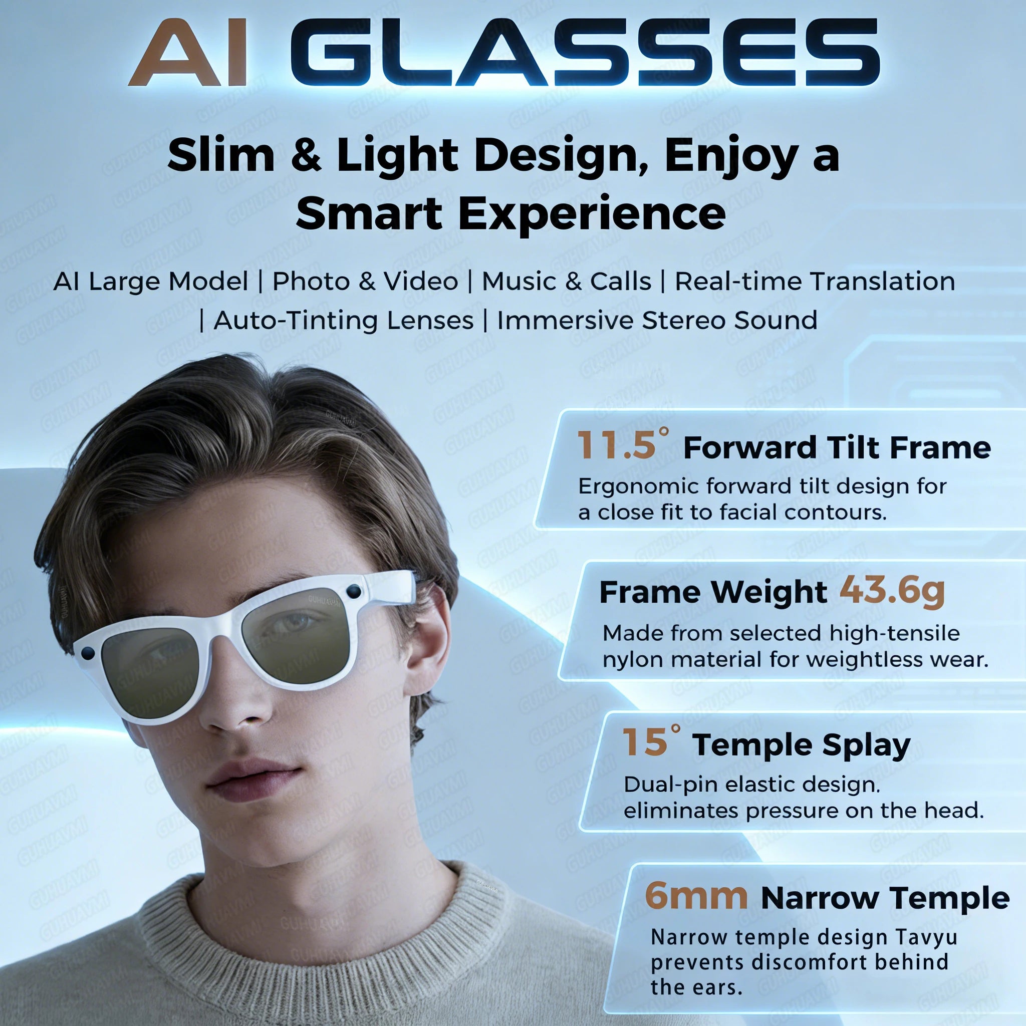 AI Smart Glasses with 4K Camera and Translation