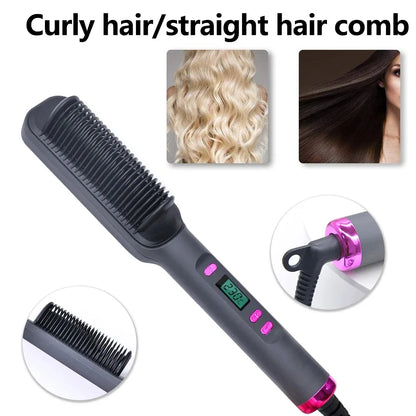 Electric Hot Comb Hair Straightening Brush With LED Display