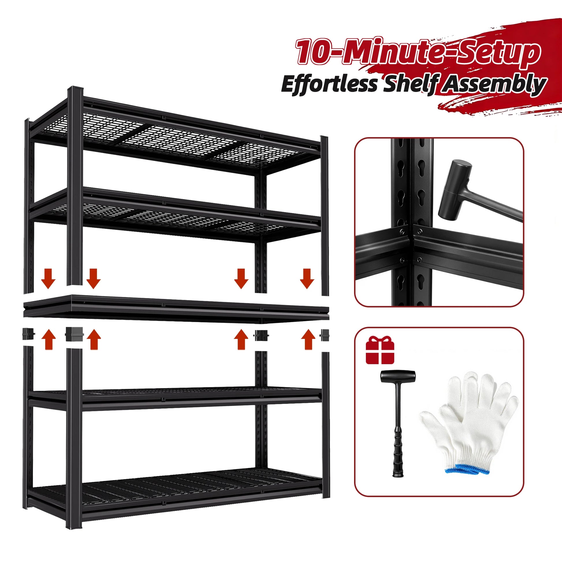 Heavy Duty Metal Storage Rack 5-Tier Adjustable Shelf