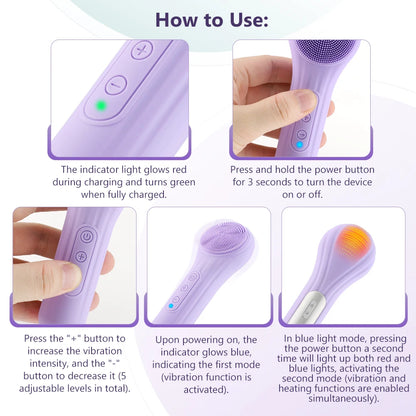 Sonic Silicone Facial Cleansing Brush with Warm Massage