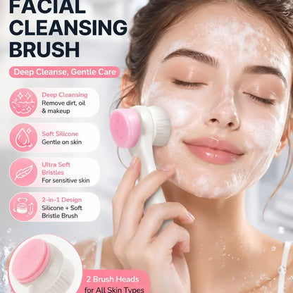 Silicone Facial Cleansing Brush Double-Sided Exfoliator
