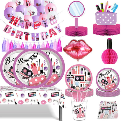 Spa Makeup Party Disposable Tableware Set for Events - EverGrowMarkeplace