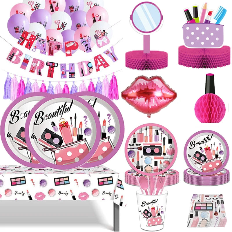 Spa Makeup Party Disposable Tableware Set for Events - EverGrowMarkeplace