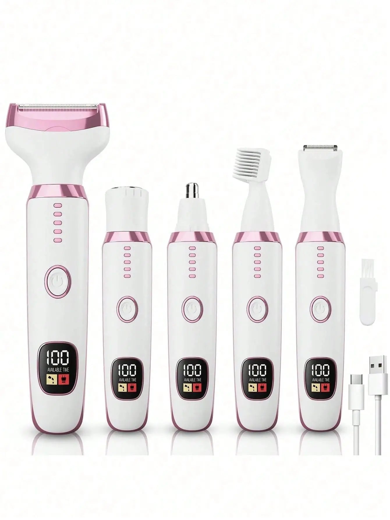 5-in-1 Rechargeable Lady Shaver With LED Display