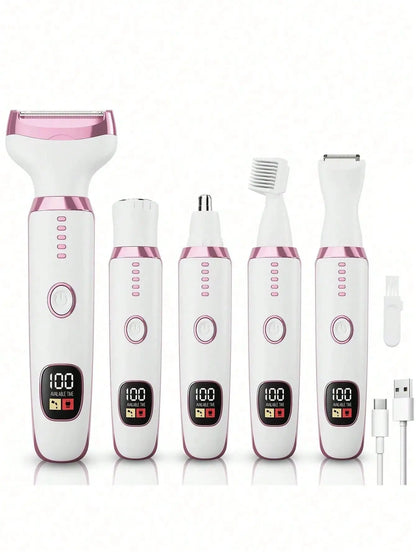 5-in-1 Rechargeable Lady Shaver With LED Display