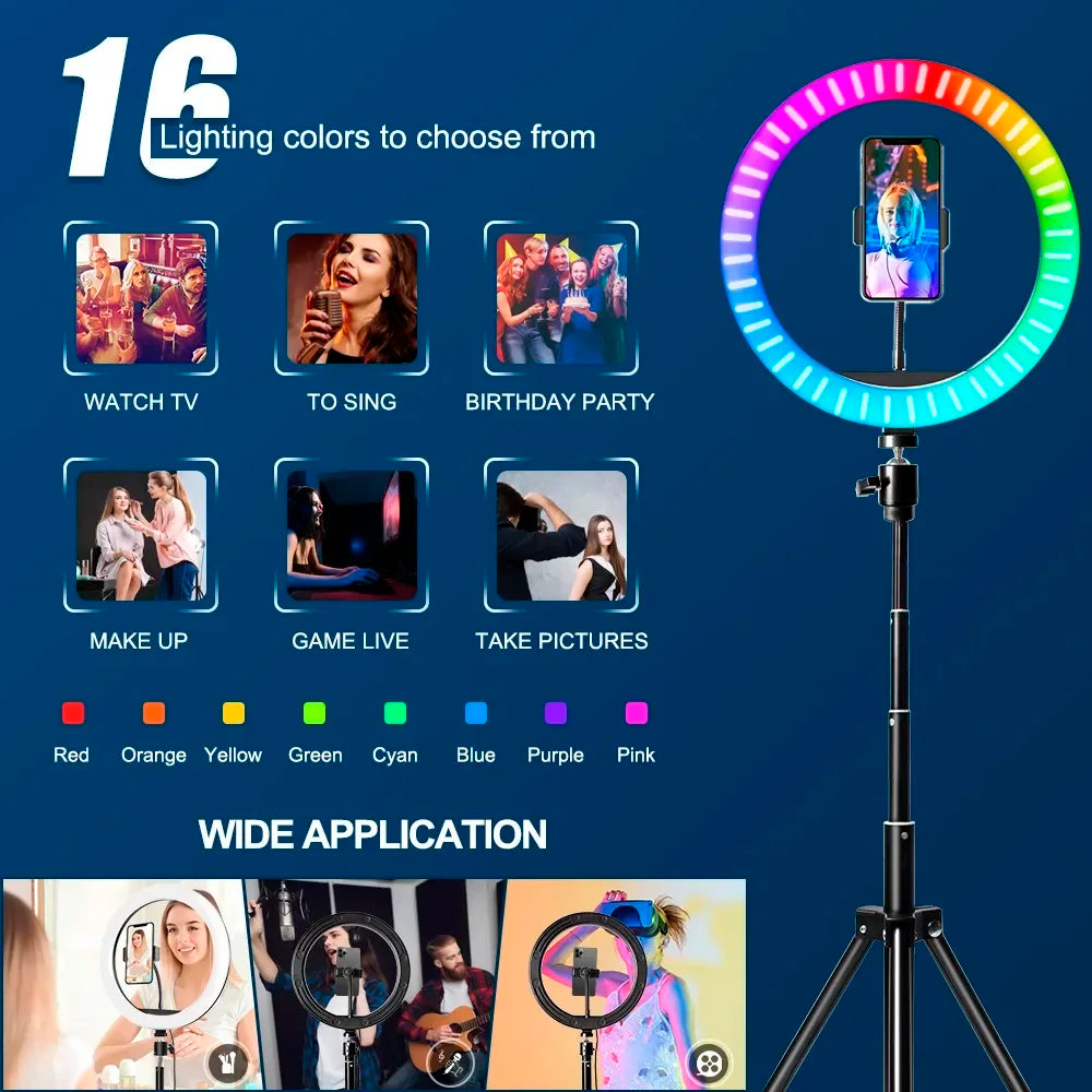 10 Inch RGB Ring Light With Tripod & Phone Holders - EverGrowMarkeplace