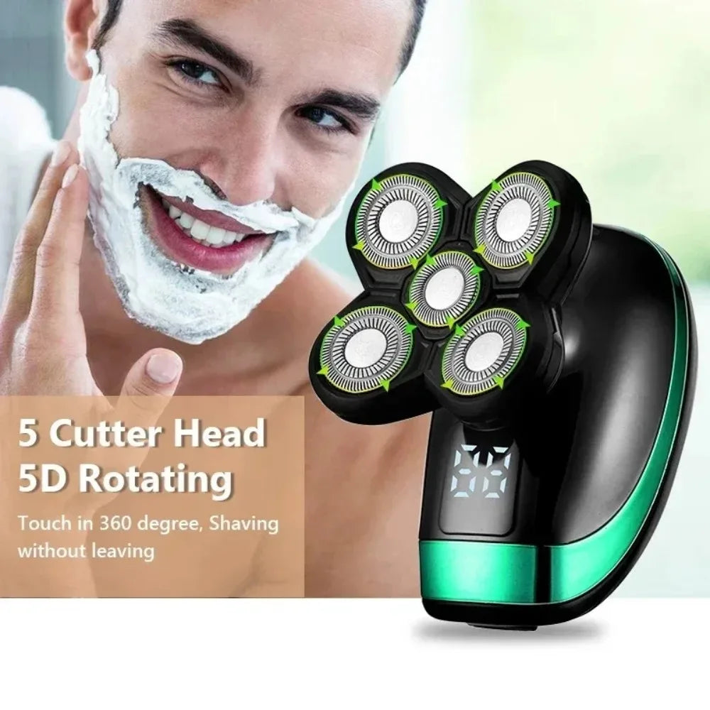 5-in-1 Electric Rotary Shaver – Waterproof Grooming Kit