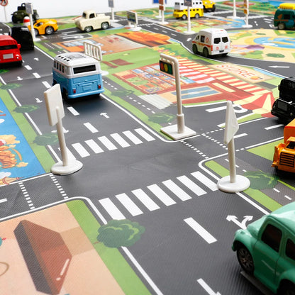 Kids Road Map Play Mat 100x130 cm – Waterproof & Foldable - EverGrowMarkeplace