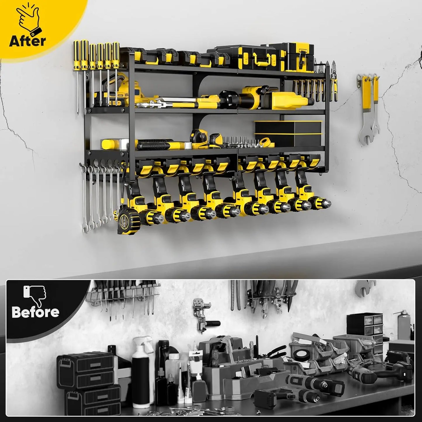 Heavy-Duty Power Tool Wall Organizer with 4 Shelves