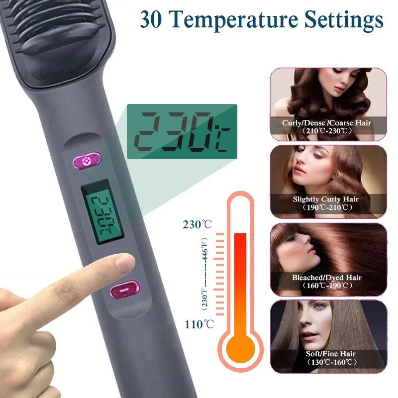 Electric Hot Comb Hair Straightening Brush With LED Display