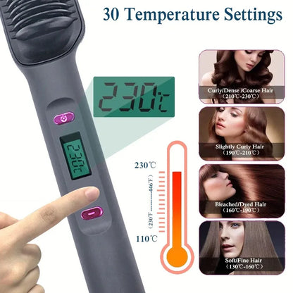 Electric Hot Comb Hair Straightening Brush With LED Display